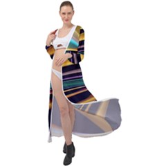 Lines Stripes Colorful Abstract Background Color Maxi Chiffon Beach Wrap