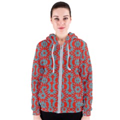 Seamless Geometric Pattern In A Red Women s Zipper Hoodie by Vaneshart