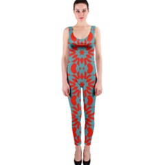 Seamless Geometric Pattern In A Red One Piece Catsuit by Vaneshart