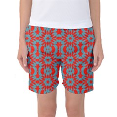 Seamless Geometric Pattern In A Red Women s Basketball Shorts by Vaneshart