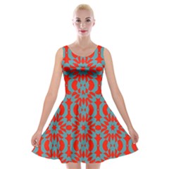 Seamless Geometric Pattern In A Red Velvet Skater Dress