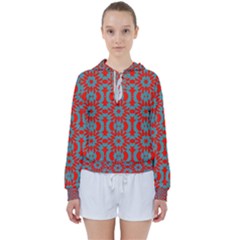 Seamless Geometric Pattern In A Red Women s Tie Up Sweat