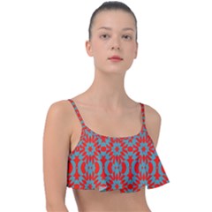 Seamless Geometric Pattern In A Red Frill Bikini Top