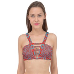 Seamless Geometric Pattern In A Red Cage Up Bikini Top