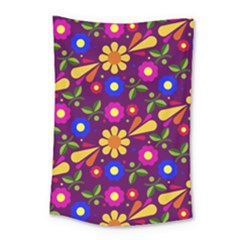 Flowers Patterns Multicolored Vector Small Tapestry by Vaneshart