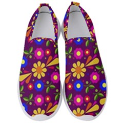 Flowers Patterns Multicolored Vector Men s Slip On Sneakers by Vaneshart