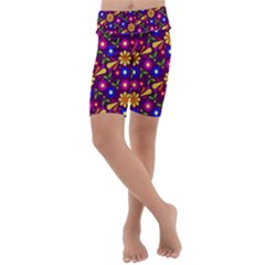 Flowers Patterns Multicolored Vector Kids  Lightweight Velour Cropped Yoga Leggings by Vaneshart