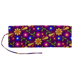 Flowers Patterns Multicolored Vector Roll Up Canvas Pencil Holder (m) by Vaneshart