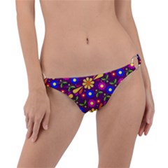 Flowers Patterns Multicolored Vector Ring Detail Bikini Bottom