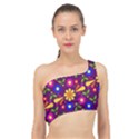 Flowers Patterns Multicolored Vector Spliced Up Bikini Top  View1