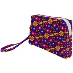 Flowers Patterns Multicolored Vector Wristlet Pouch Bag (small)