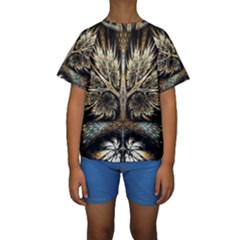 Roots Abstract Sectors Layers Colors Kids  Short Sleeve Swimwear by Vaneshart