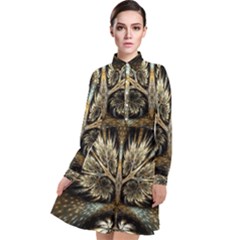 Roots Abstract Sectors Layers Colors Long Sleeve Chiffon Shirt Dress by Vaneshart