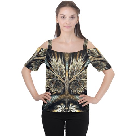 Roots Abstract Sectors Layers Colors Cutout Shoulder Tee by Vaneshart