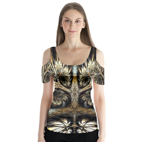 Roots Abstract Sectors Layers Colors Butterfly Sleeve Cutout Tee  by Vaneshart