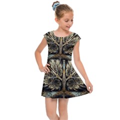 Roots Abstract Sectors Layers Colors Kids  Cap Sleeve Dress by Vaneshart