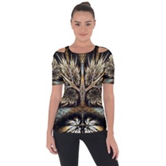 Roots Abstract Sectors Layers Colors Shoulder Cut Out Short Sleeve Top by Vaneshart