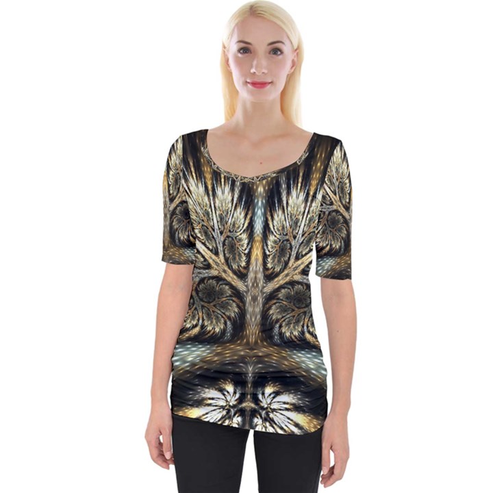 Roots Abstract Sectors Layers Colors Wide Neckline Tee