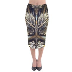 Roots Abstract Sectors Layers Colors Velvet Midi Pencil Skirt by Vaneshart