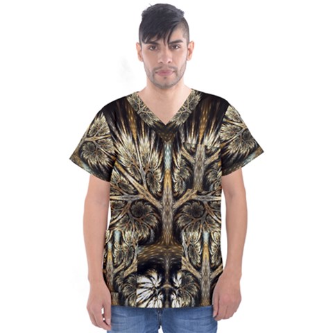 Roots Abstract Sectors Layers Colors Men s V-neck Scrub Top by Vaneshart