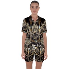 Roots Abstract Sectors Layers Colors Satin Short Sleeve Pyjamas Set by Vaneshart