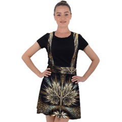 Roots Abstract Sectors Layers Colors Velvet Suspender Skater Skirt by Vaneshart