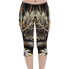 Roots Abstract Sectors Layers Colors Velvet Capri Leggings  by Vaneshart