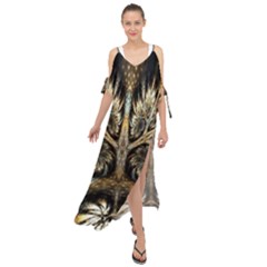 Roots Abstract Sectors Layers Colors Maxi Chiffon Cover Up Dress by Vaneshart