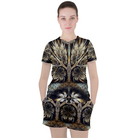 Roots Abstract Sectors Layers Colors Women s Tee And Shorts Set by Vaneshart