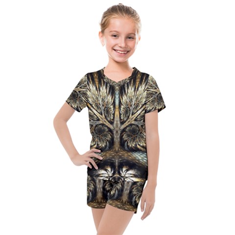 Roots Abstract Sectors Layers Colors Kids  Mesh Tee And Shorts Set by Vaneshart