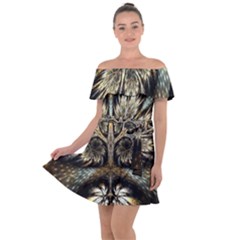 Roots Abstract Sectors Layers Colors Off Shoulder Velour Dress by Vaneshart