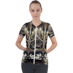 Roots Abstract Sectors Layers Colors Short Sleeve Zip Up Jacket by Vaneshart