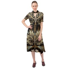 Roots Abstract Sectors Layers Colors Keyhole Neckline Chiffon Dress by Vaneshart