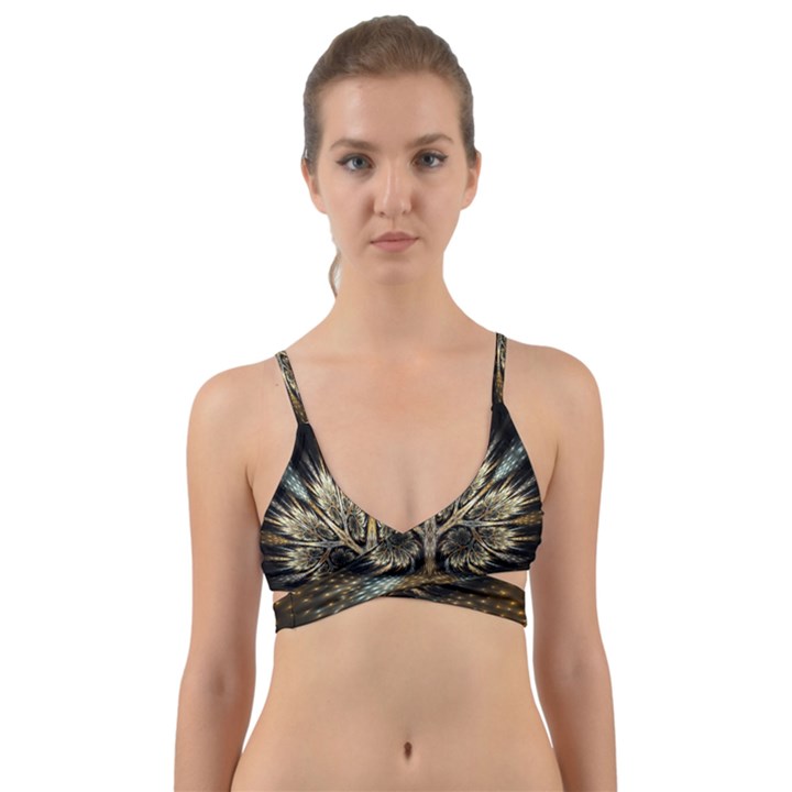 Roots Abstract Sectors Layers Colors Wrap Around Bikini Top