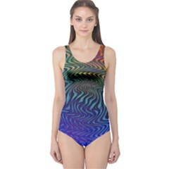 Abstract Circles Lines Colorful One Piece Swimsuit by Vaneshart