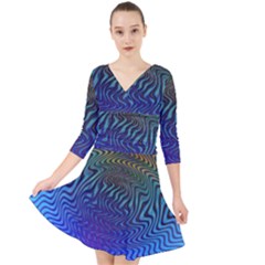 Abstract Circles Lines Colorful Quarter Sleeve Front Wrap Dress by Vaneshart