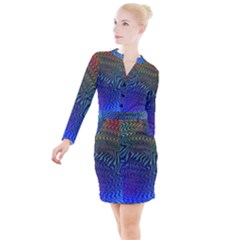 Abstract Circles Lines Colorful Button Long Sleeve Dress by Vaneshart