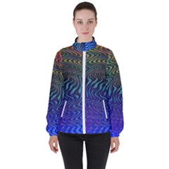 Abstract Circles Lines Colorful Women s High Neck Windbreaker by Vaneshart