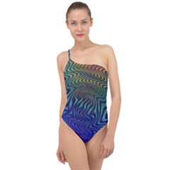 Abstract Circles Lines Colorful Classic One Shoulder Swimsuit by Vaneshart