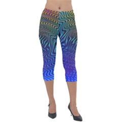 Abstract Circles Lines Colorful Lightweight Velour Capri Leggings  by Vaneshart