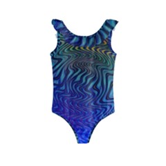 Abstract Circles Lines Colorful Kids  Frill Swimsuit