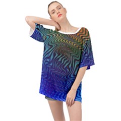 Abstract Circles Lines Colorful Oversized Chiffon Top