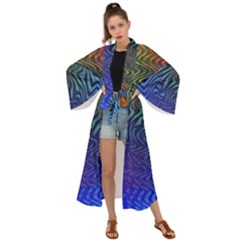 Abstract Circles Lines Colorful Maxi Kimono