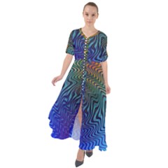 Abstract Circles Lines Colorful Waist Tie Boho Maxi Dress