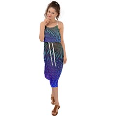 Abstract Circles Lines Colorful Waist Tie Cover Up Chiffon Dress