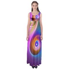 3d Abstract Fractal Bright Empire Waist Maxi Dress by Vaneshart