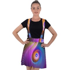 3d Abstract Fractal Bright Velvet Suspender Skater Skirt