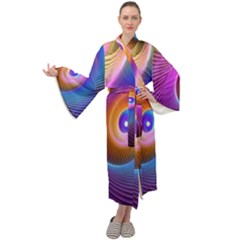 3d Abstract Fractal Bright Maxi Velour Kimono by Vaneshart