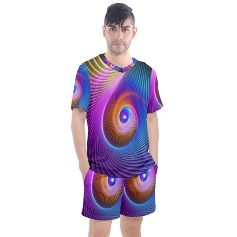 3d Abstract Fractal Bright Men s Mesh Tee And Shorts Set by Vaneshart