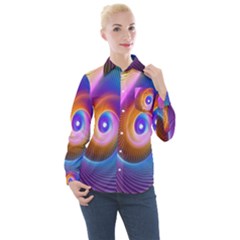 3d Abstract Fractal Bright Women s Long Sleeve Pocket Shirt